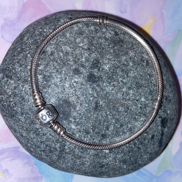 PANDORA~MOMENTS~STERLING SILVER 925~SNAKE CHAIN CHARM BRACELET 8”~EUC - Picture 2 of 4